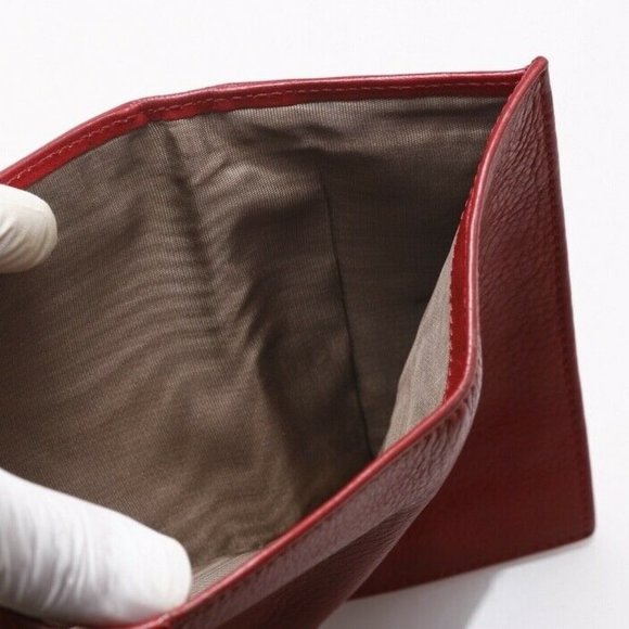 Chloe Ribbon Genuine Leather Trifold Wallet Red - Picture 9 of 11